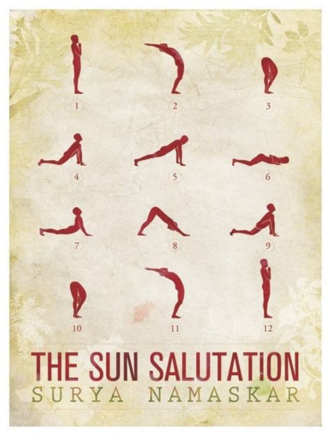 Sun Salutation 12 Basic Yoga Poses 18x24 Poster