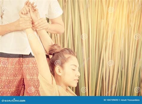 woman arm in thai massage stretch position stock image image of wellness massaging 104739693