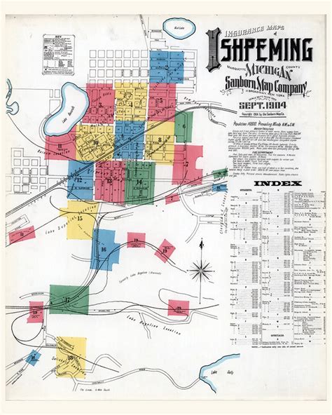 1904 Town Map Of Ishpeming Marquette County Michigan Etsy