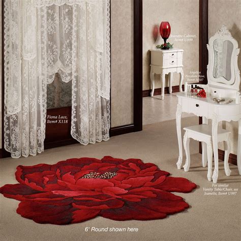 Scarlet Magic Peony Flower Shaped Round Rugs Living Room Ceiling