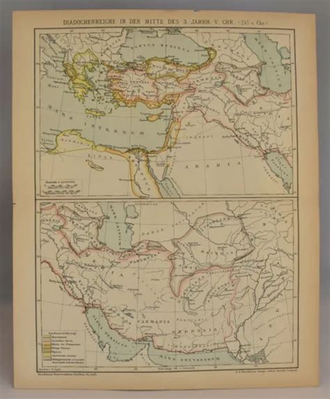 Map Of 3rd Century Diadochi Empires Rare Collectable Original Print