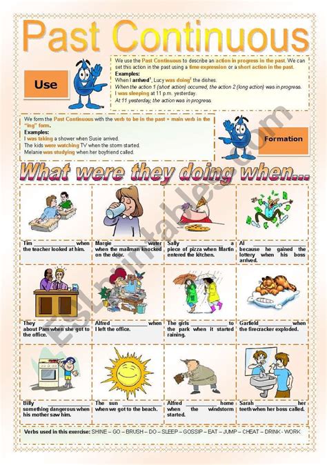 Past Continuous Esl Worksheet By Zailda
