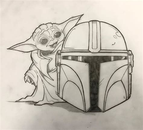 Peter Smith Na Instagramie „baby Yoda With Mandos Helmet Demo Sketch