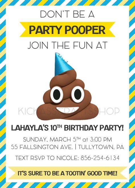 Emoji Poop Birthday Printable Free Invitations