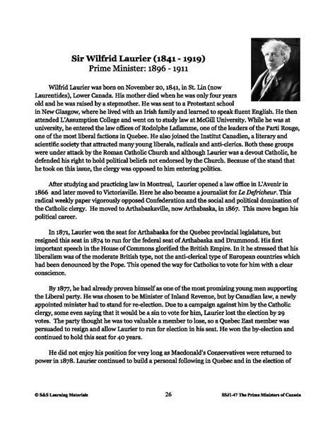 Sir Wilfrid Laurier Lesson Plan Gr 4 8