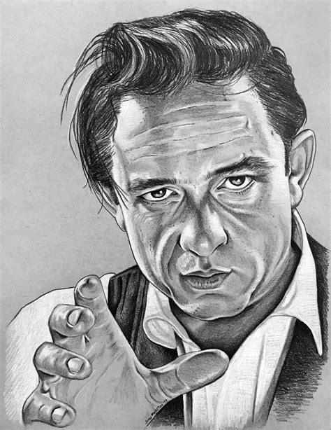 John Marston Black And White Artwork Johnny Cash Portrait Drawing