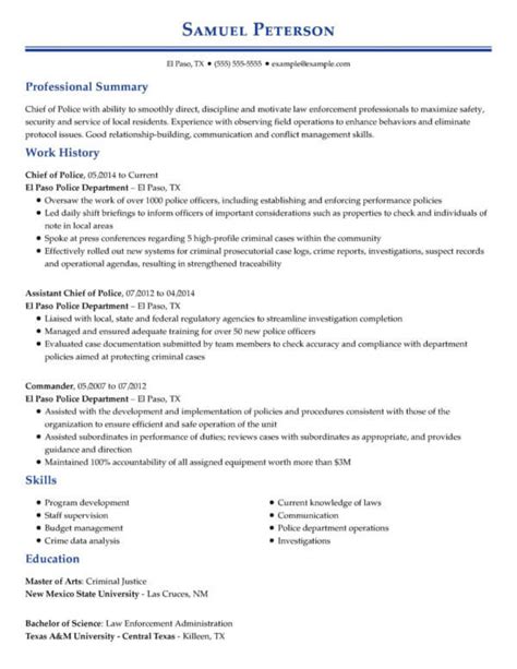 Professional Law Enforcement Resume Examples Livecareer