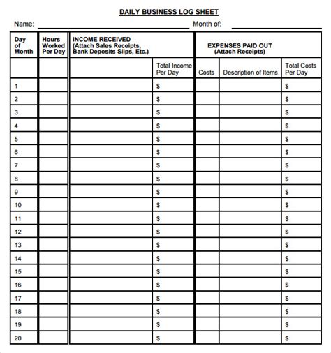 Business Logbook Template Excel Templates