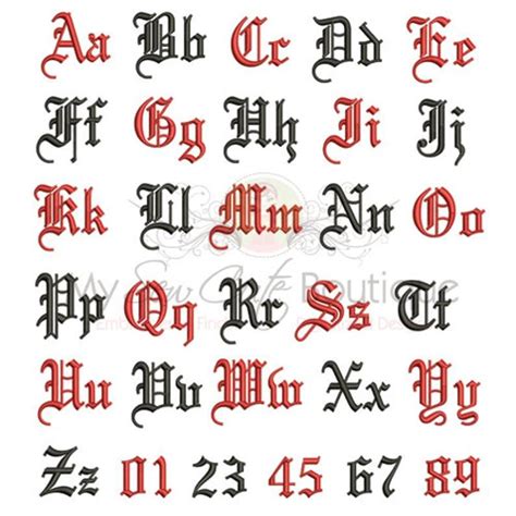 Old English Machine Embroidery Font Monogram Alphabet Old Etsy