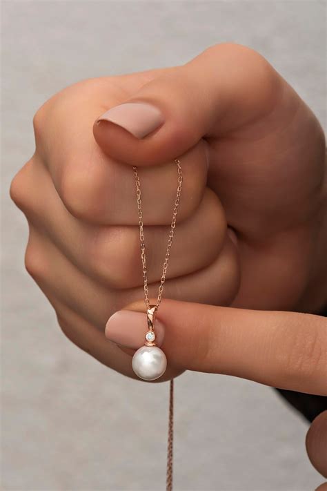Single Floating Pearl Necklace Single Pearl Sterling Silver Etsy