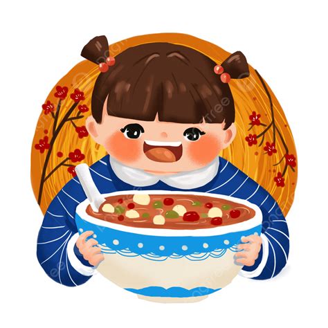 Laba Festival Laba Porridge Cartoon Cute Characters Eat Porridge