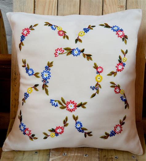 Embroidered Cushion Vintage Embroidery Embroidered Cushions Etsy