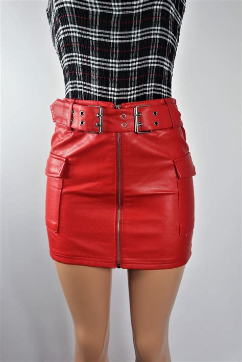 Red Leather Skirt Lingerose Com