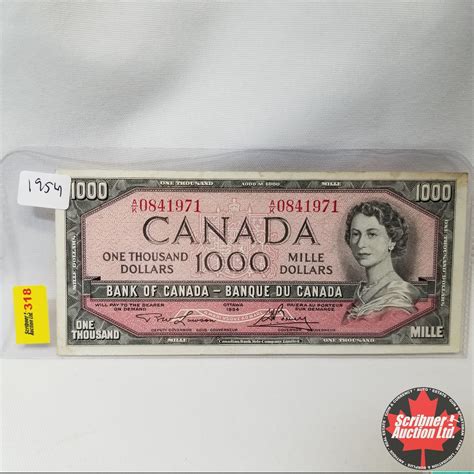 Canada 1000 Bill 1954 Lawsonbouey Snak0841971