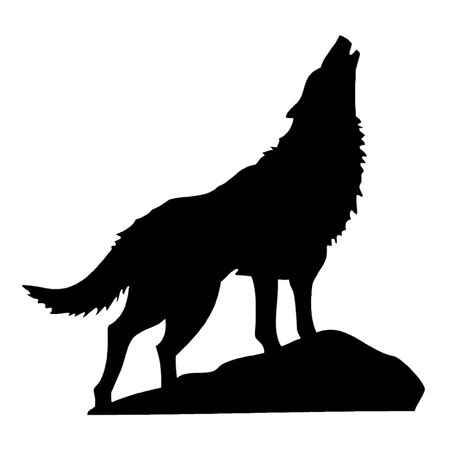 A Black And White Silhouette Of A Wolf Standing On Top Of A Hill