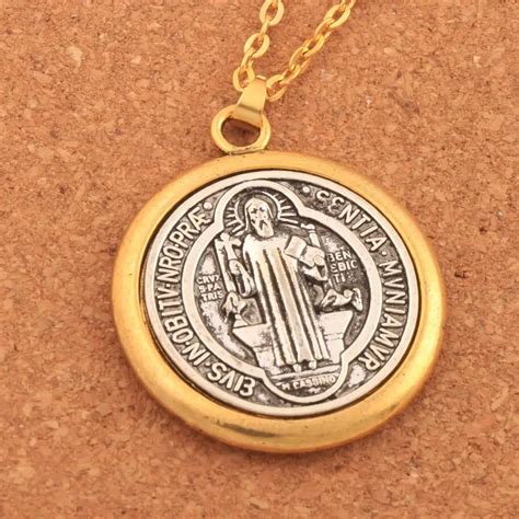 buy 10pcs 42 8x36 8mm antique silver and gold saint benedict exorcism medal