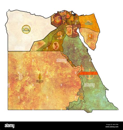 Matrouh Territory And Flag On Map Of Administrative Divisions Of Egypt