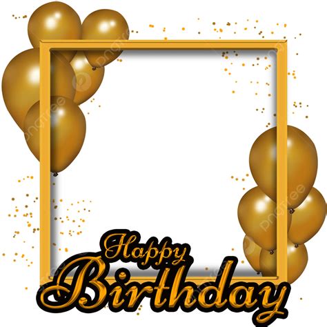Golden Birthday Frame With Balloons Golden Square Happy Birthday