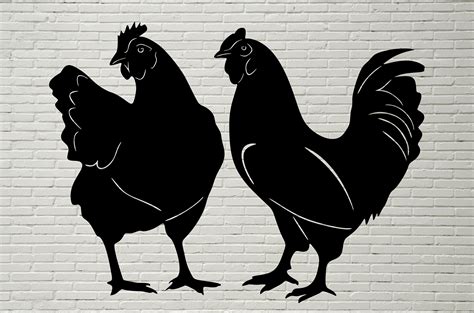 Chicken Silhouette Svg Dxf Chicken Cnc File Rooster Svg Dxf Etsy Canada