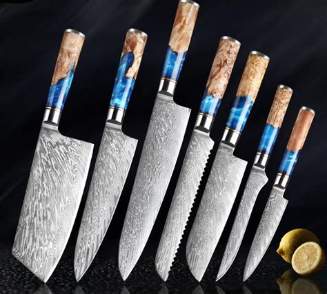Cobalt Damascus Steel Knife Set Kitchenjoint