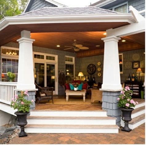 A covered back porch has a host of benefits, like protecting you from the elements and increasing use these insights to draw inspiration for creating and decorating your own covered back porch. Back porch! Windows above doors, stamped concrete to look ...