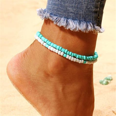 New Handmade Multi Layer Acrylic Beads Ankle Bracelet Beaded Ankle