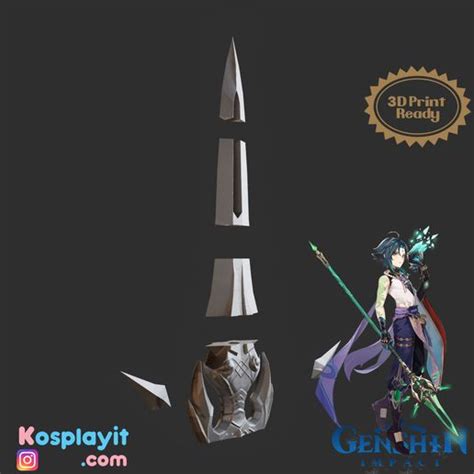 Primordial Jade Winged Spear Genshin Impact 3d Printed Kit