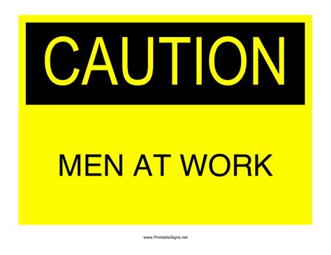 Caution Men At Work Sign Template Download Printable Pdf Templateroller