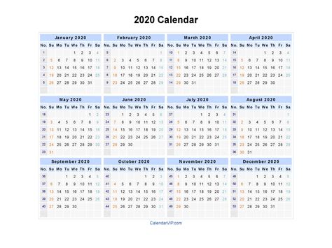 Printable 12 Month Calendar 2020 Free Printable Calendar Monthly