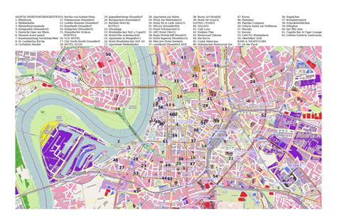 Large Tourist Map Of Dusseldorf Dusseldorf Germany Europe