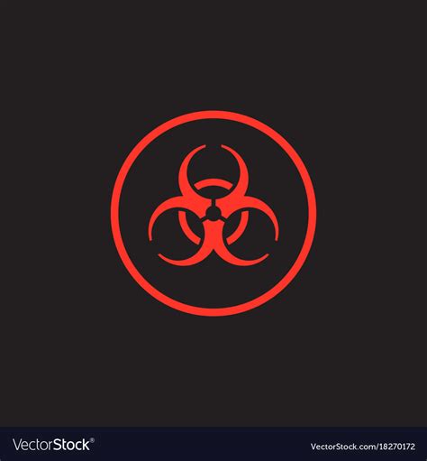 Red Biohazard Symbol On Black Background Vector Image