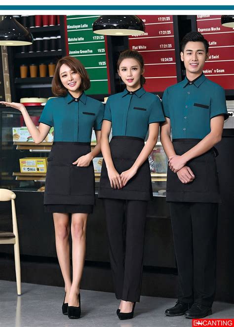 Europe Style Stripes Waiter Waitress Shirt Restaurant Staff Uniform