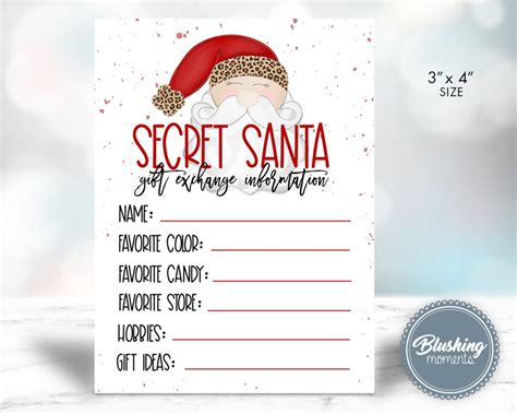 Secret Santa Kit Printable Christmas Activity Gift Wish List Etsy My