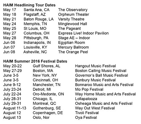 Haim Add Tour Dates Around Festival Dates Front Row Live Entertainment