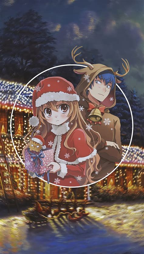 Anime Chicas Anime Chicos Anime En Sombreros De Santa Navidad
