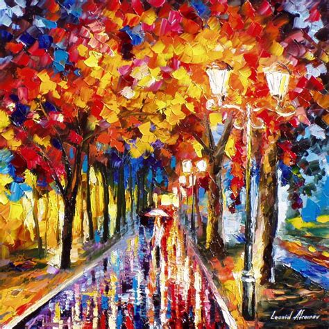 Colorful Alley— Palette Knife Oil Painting On Canvas By Leonid Afremov