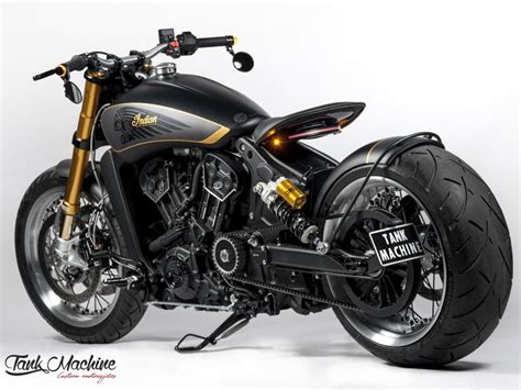 Indian Scout Bobber Exhaust Custom By Tank Machine