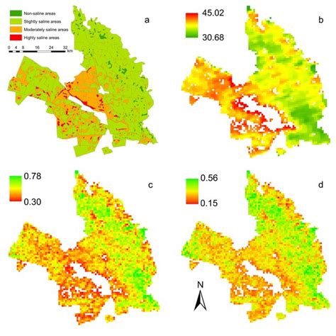 Comparison Of Soil Salinity Canopy Temperature Ndvi And Evi Maps Of