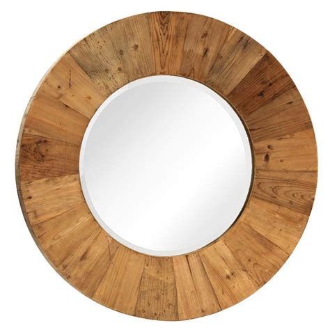Reclaimed Wood Round Mirror Small Formed Pieces Of Raw Reclaimed Wood