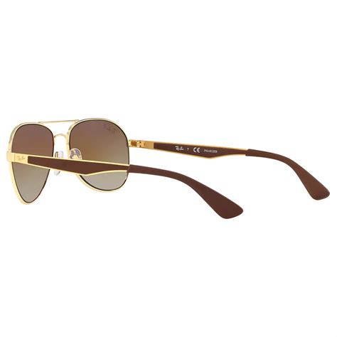 ray ban rb3549 polarised aviator sunglasses gold brown gradient at john lewis and partners