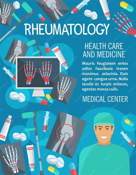 Premium Vector Vector Poster Of Rheumatology Medicine Items