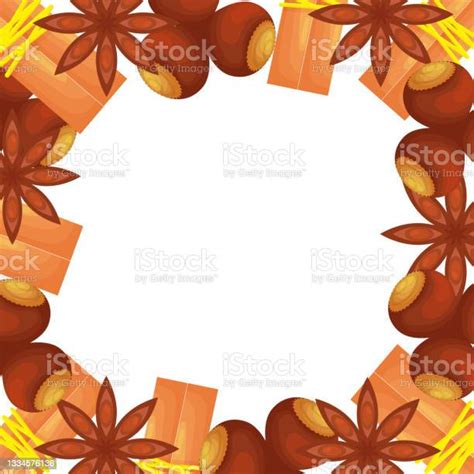 Frame With Flat Christmas Treats On White Stock Illustration Download