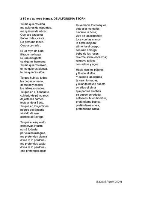Poema Es Bonito 2 Tú Me Quieres Blanca De Alfonsina Storni Tú Me