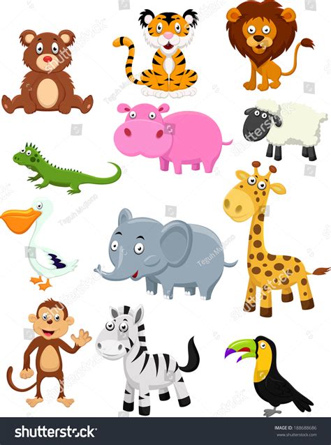 Wild Animal Cartoon Collection Set Stock Illustration 188688686