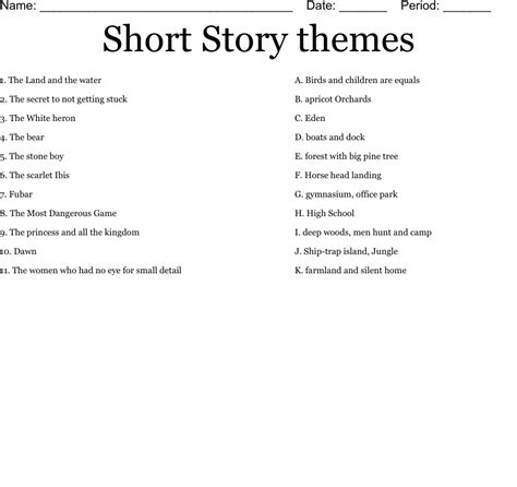 Short Story Themes Worksheet Wordmint