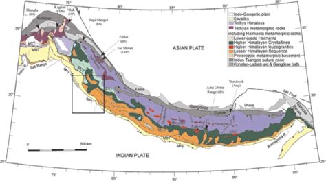 Geological Map Of North India And Himalayan Mountain Range Following