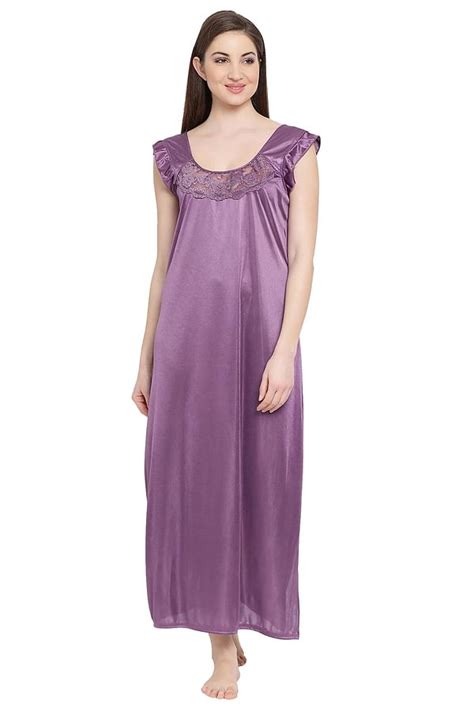 satin nightie in purple nightwear sale online lingerie shopping clovia