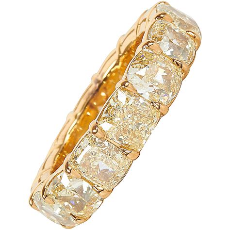 10 Carat Fancy Yellow Cushion Cut Diamond Gold Eternity Band Ring For Sale At 1stdibs