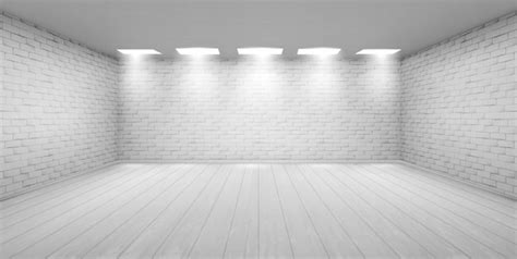 Free Vector Empty Room With White Brick Walls In Studio