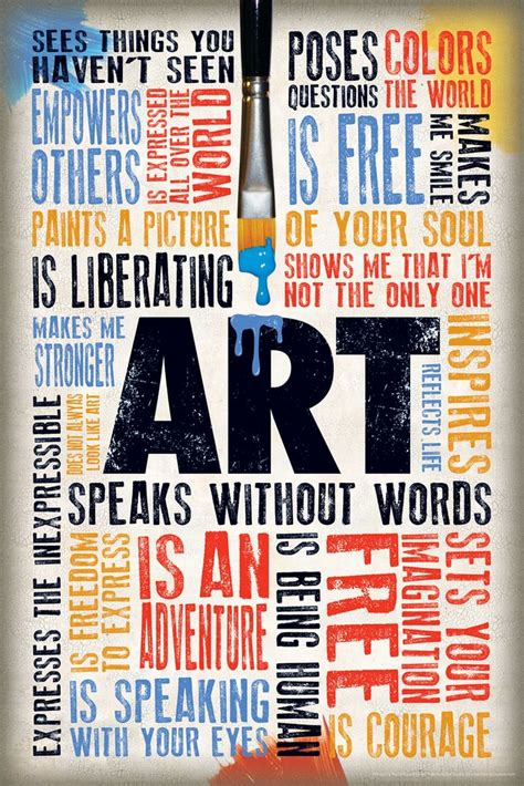 Art Speaks Without Words Quotes Art Classroom Poster Cool Wall Decor